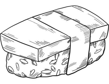 Desenho de Sushi Pdf para Imprimir e Colorir