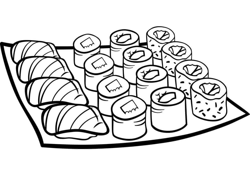 Desenho de Sushi Saboroso Imprimivel Pdf para Colorir