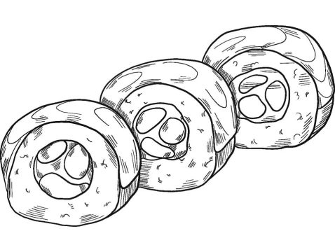 Desenho de três peças de Sushi grátis para Colorir