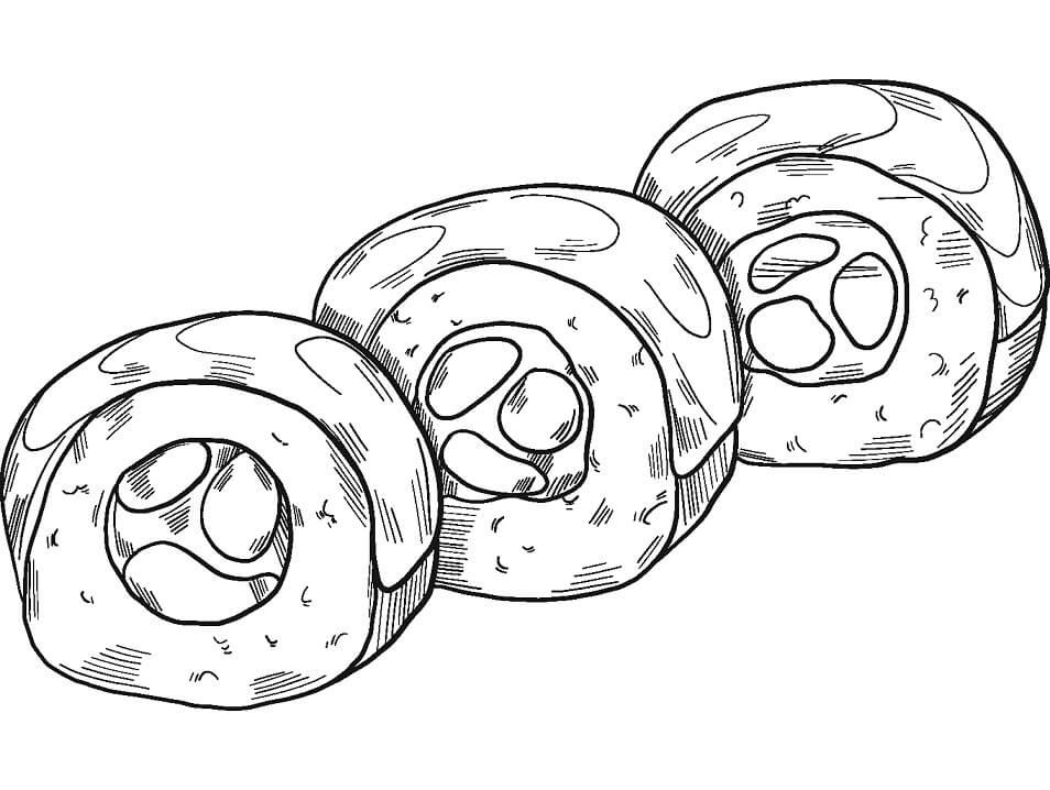 Desenho de Três Peças de Sushi Grátis para Colorir