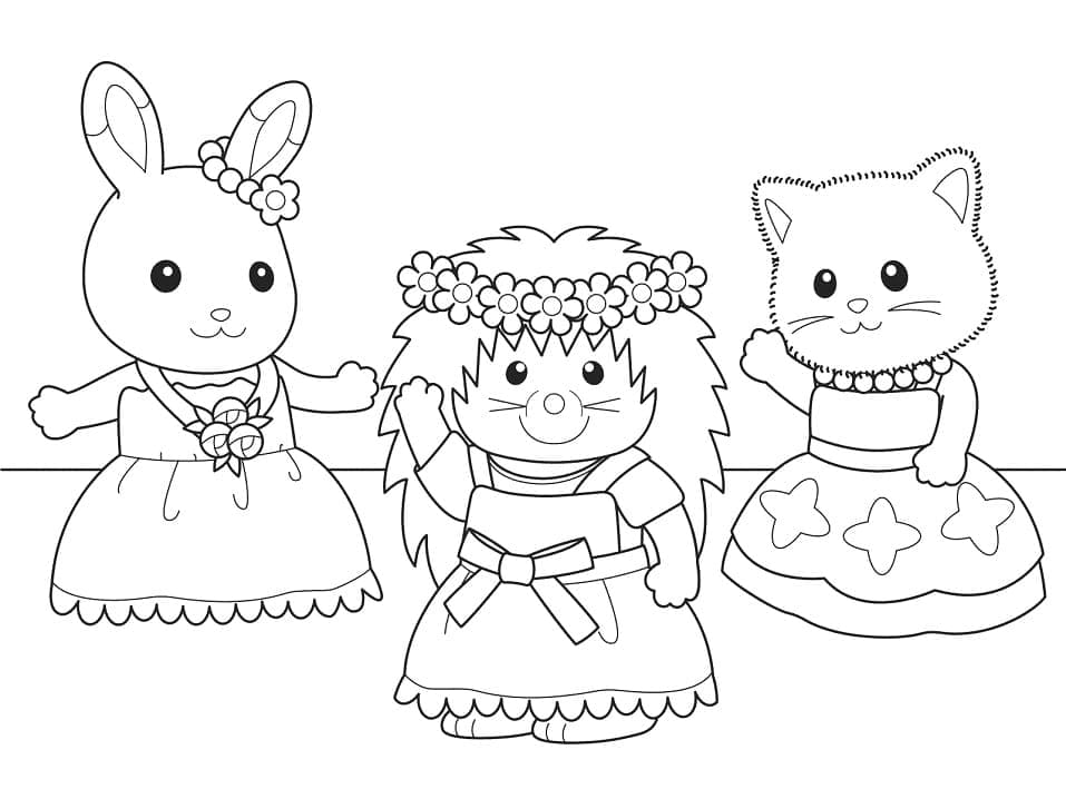 Desenho de Imprimivel Sylvanian Families para Colorir
