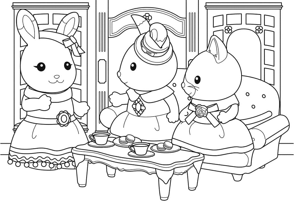 Desenho de Sylvanian Families para Crianças para Colorir