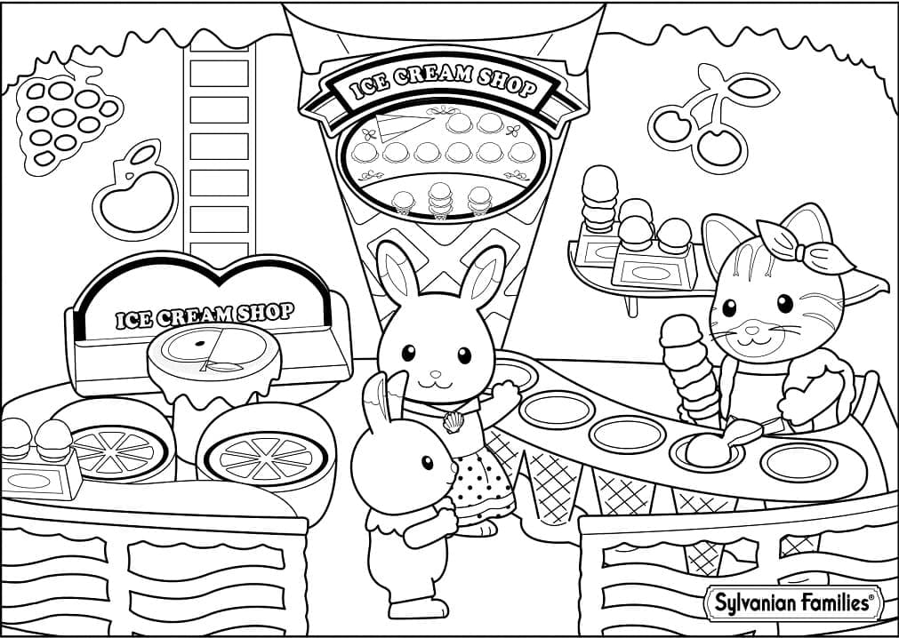 Desenho de Sylvanian Families para Colorir com Giz de Cera Download