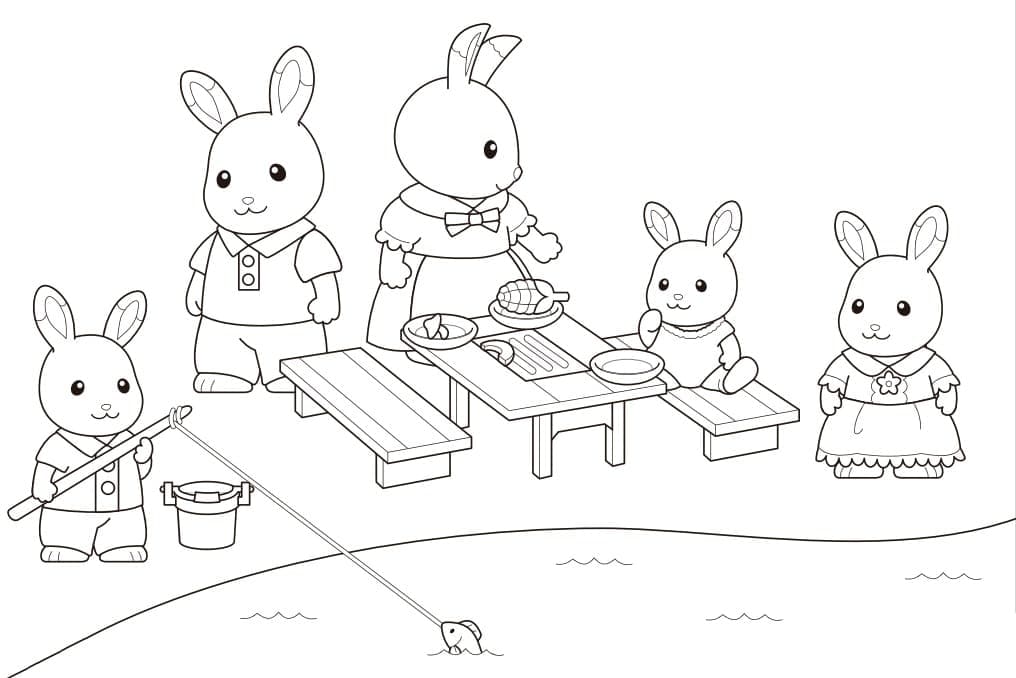 Desenho de Sylvanian Families para Colorir com Giz de Cera