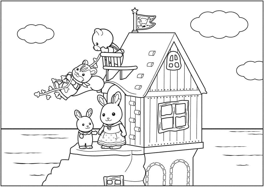 Desenho de Sylvanian Families para Colorir com Lápis de Cor