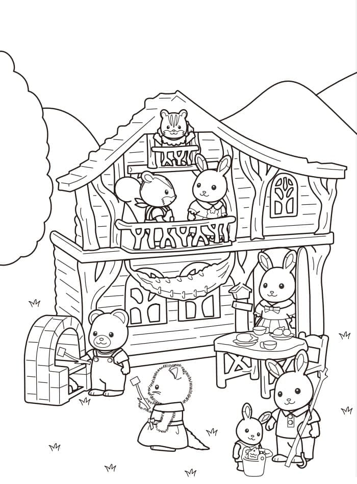 Desenho de Sylvanian Families para Colorir com Tinta Guache Download