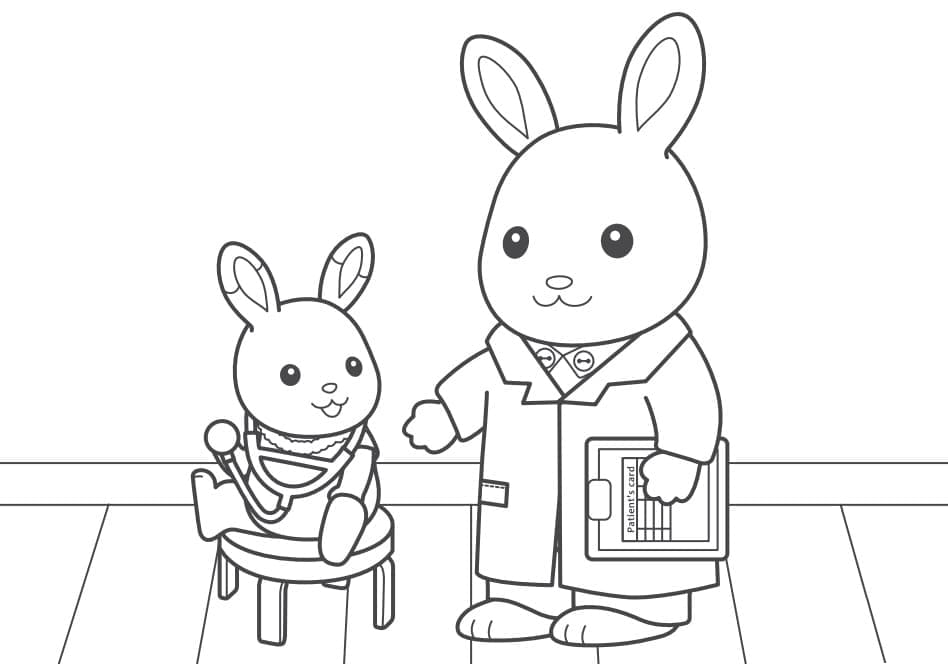 Desenho de Sylvanian Families para Colorir com Tinta Guache