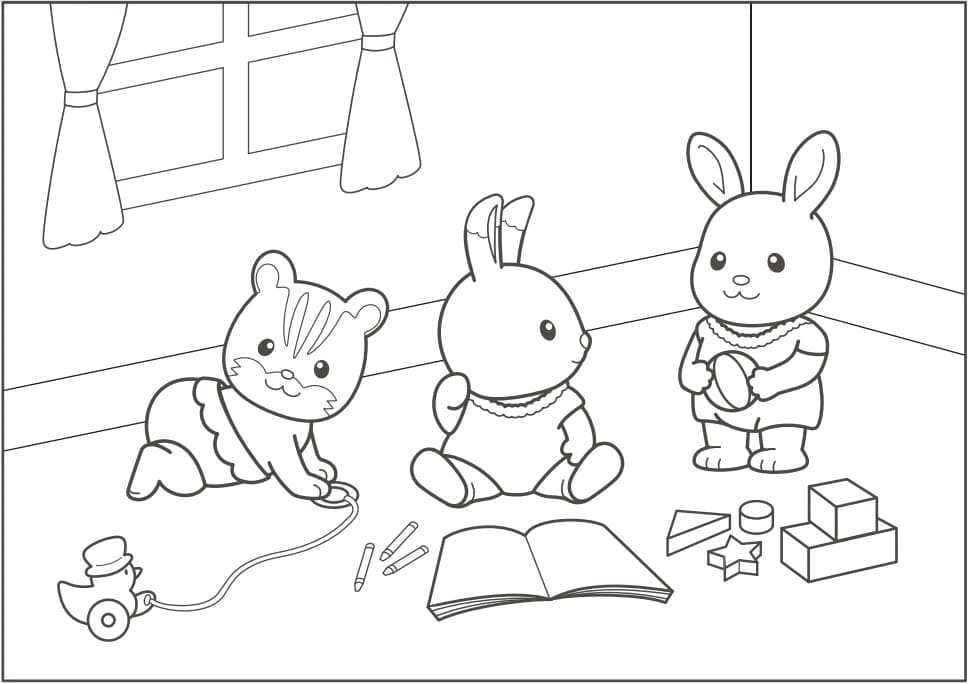 Desenho de Sylvanian Families para Colorir Online Pdf