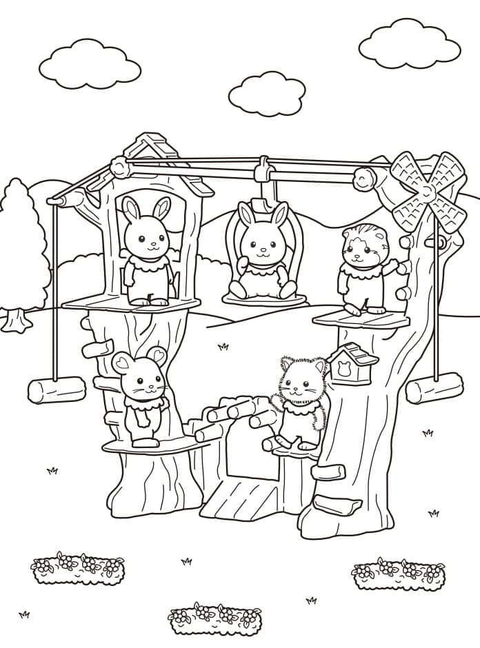 Desenho de Sylvanian Families para Colorir Pdf Imprimivel