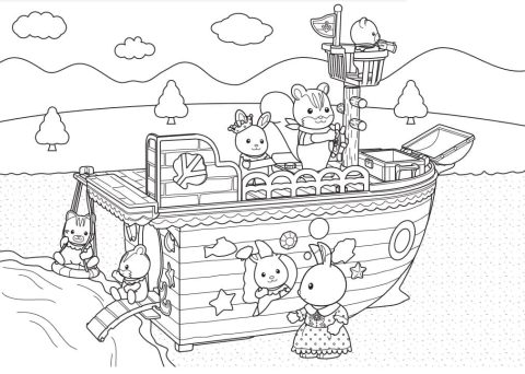 Desenho de Sylvanian Families para Imprimir e Colorir