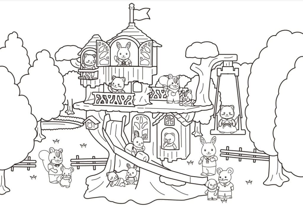 Desenho de Sylvanian Families para Pintar com Lápis de Cor
