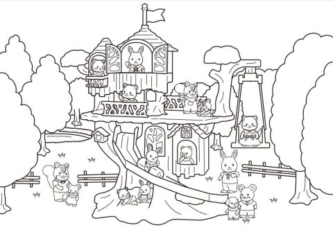 Desenho de Sylvanian Families para Pintar com lápis de Cor
