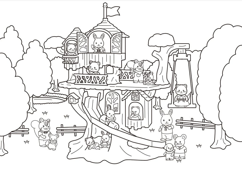 Desenho de Sylvanian Families para Pintar com Lápis de Cor