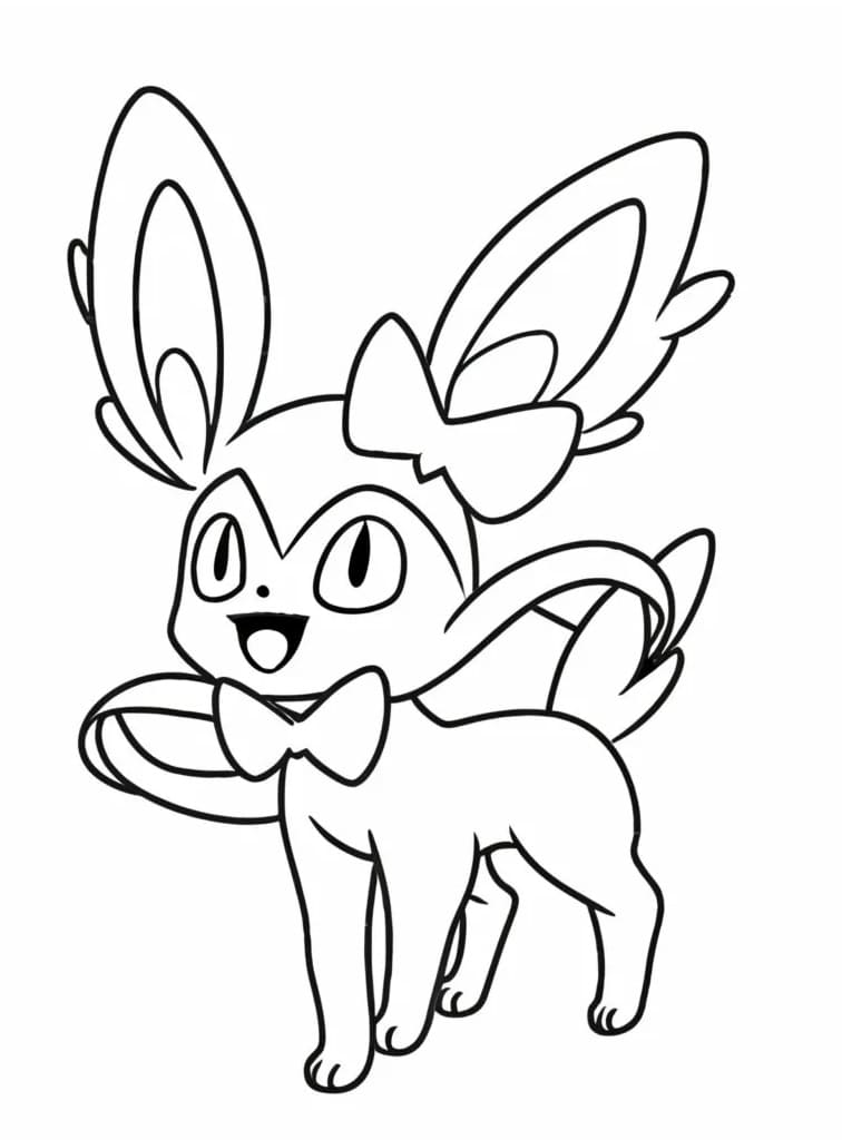 Desenho de Sylveon Feliz para Colorir