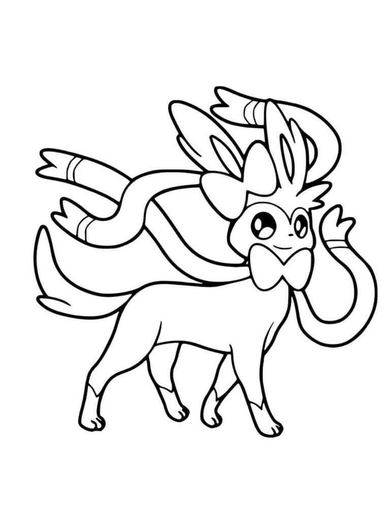 Desenho de Sylveon Kawaii para Colorir
