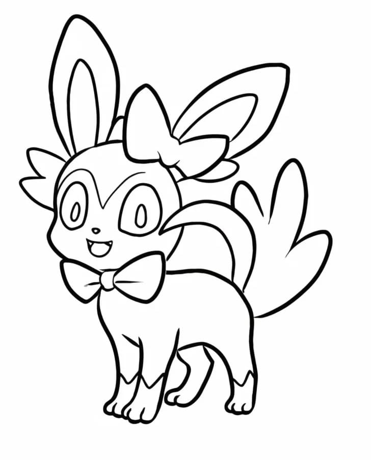 Desenho de Sylveon Muito Feliz para Colorir