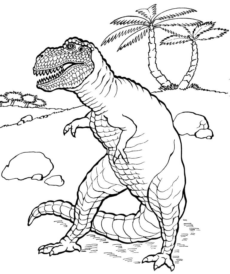 Desenho de Dinossauro T Rex Imprimivel para Colorir
