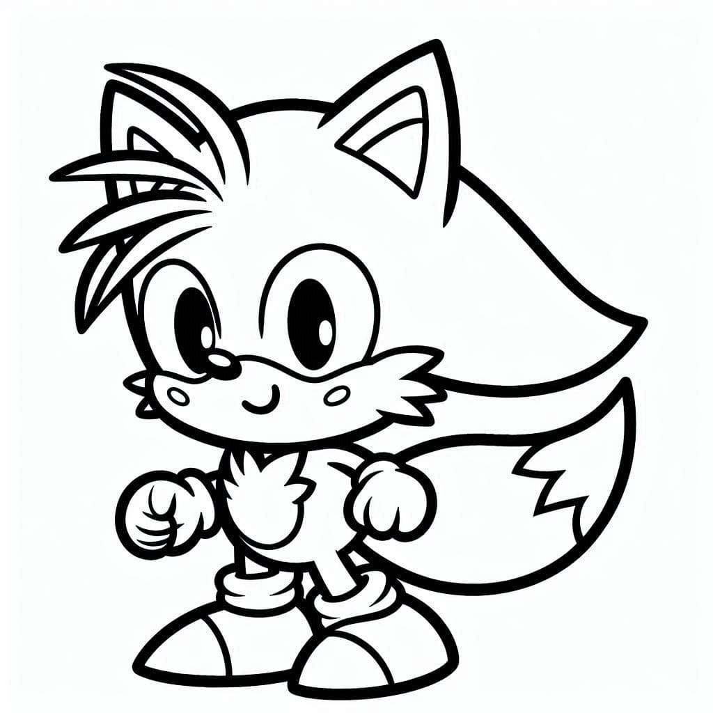 Desenho de Tails Adorável para Colorir