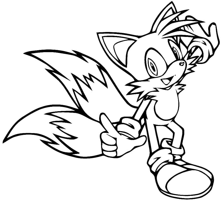 Desenho de Tails Amigável para Colorir