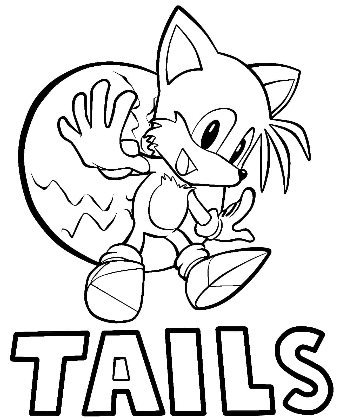 Desenho de Tails Sonic Feliz para Colorir