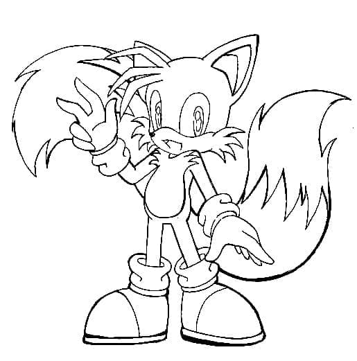 Desenho de Tails Sonic Grátis para Crianças para Colorir