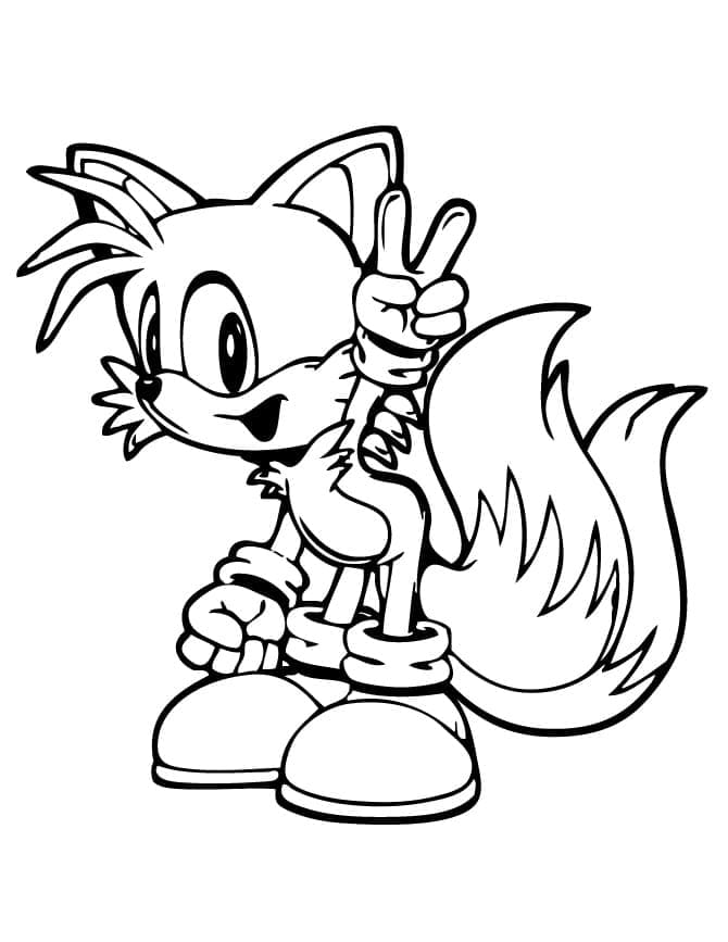 Desenho de Tails Sonic Imprimivel para Crianças para Colorir