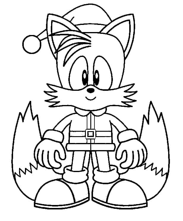 Desenho de Tails no Natal para Colorir