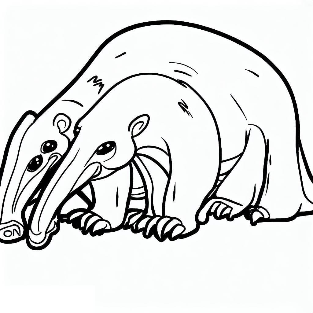 Desenho de Dois Tamanduás para Colorir
