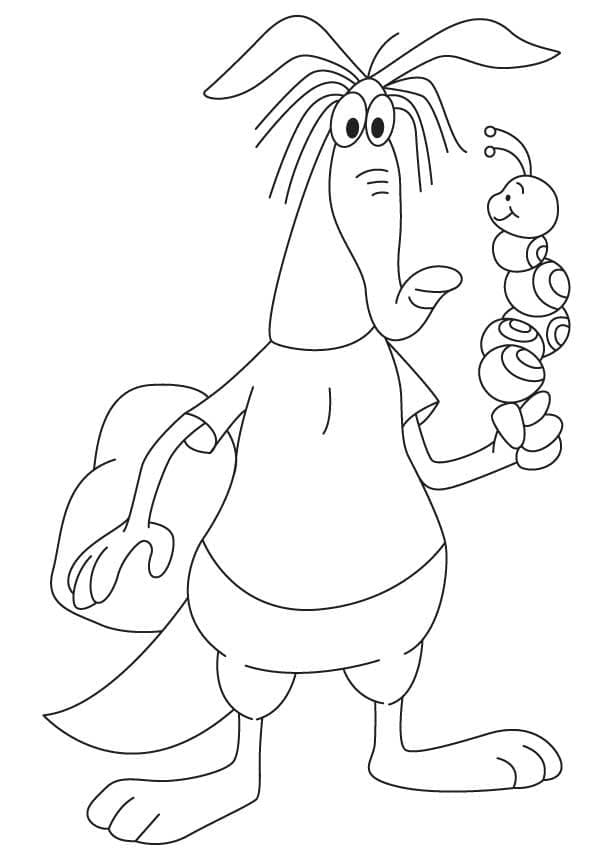 Desenho de Tamanduá de Desenho Animado para Colorir