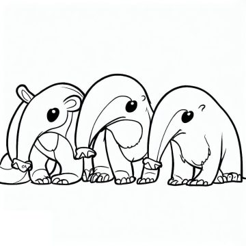 Desenho de tamanduás Fofos para Colorir