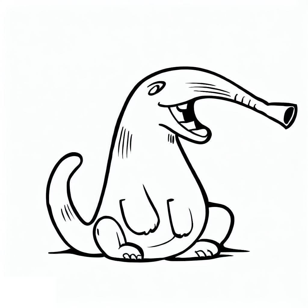Desenho de um Tamanduá Engraçado para Colorir
