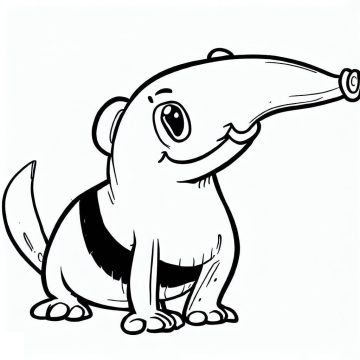 Desenho de Um tamanduá Muito Fofo para Colorir