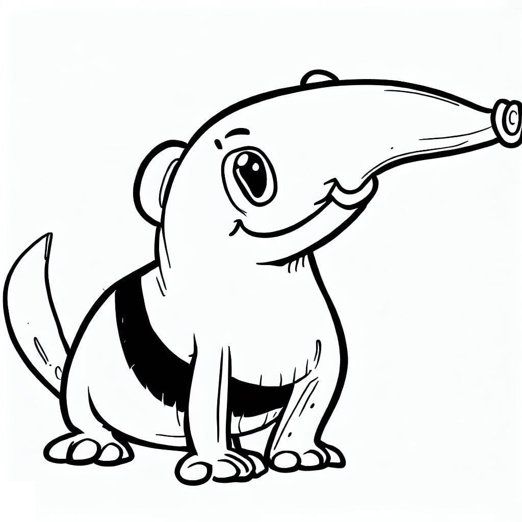 Desenho de um Tamanduá Muito Fofo para Colorir