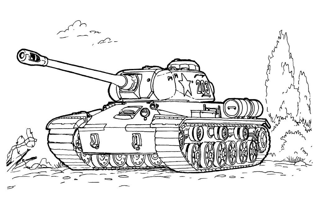 Desenho de Tanque de Combatê Grátis para Imprimir e Colorir