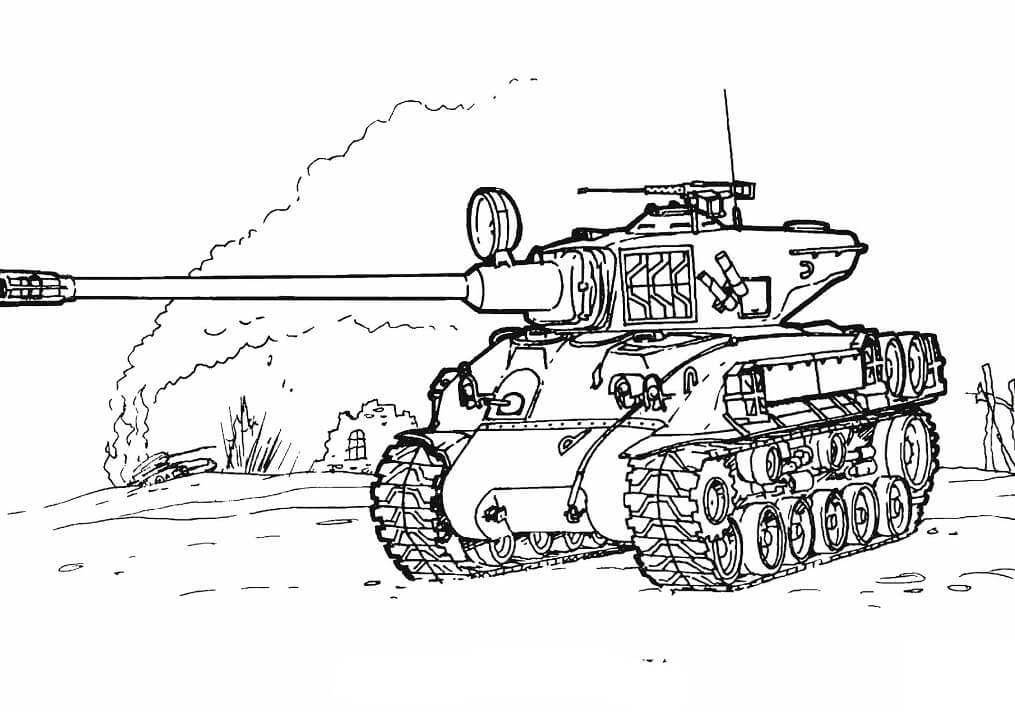 Desenho de Tanque de Combatê Pdf para Imprimir e Colorir