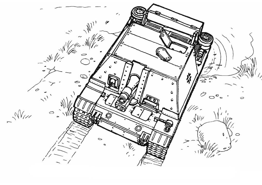 Desenho de Tanque de Guerra Grátis para Colorir
