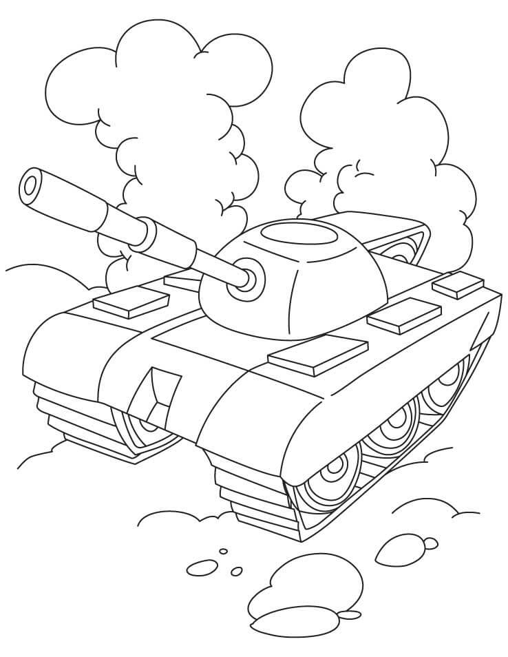 Desenho de Tanque de Guerra Imprimivel para Colorir