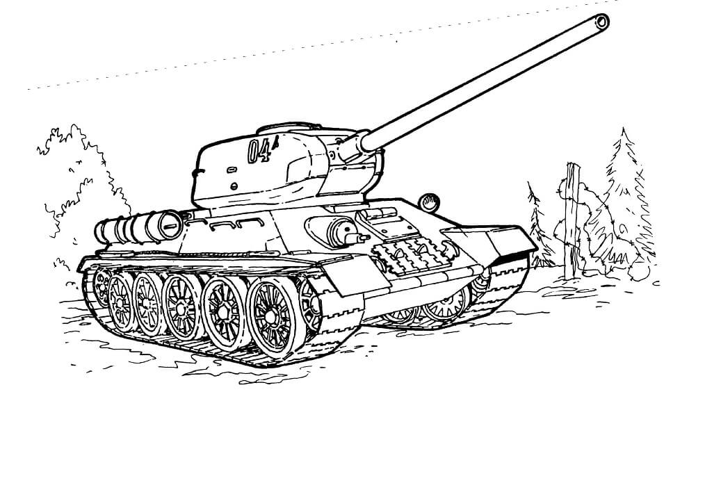 Desenho de Tanque de Guerra Pdf para Colorir Grátis