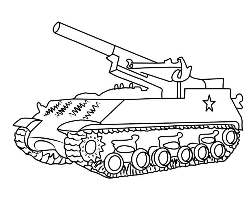 Desenho de Tanque Militar para Pintar Imprimivel