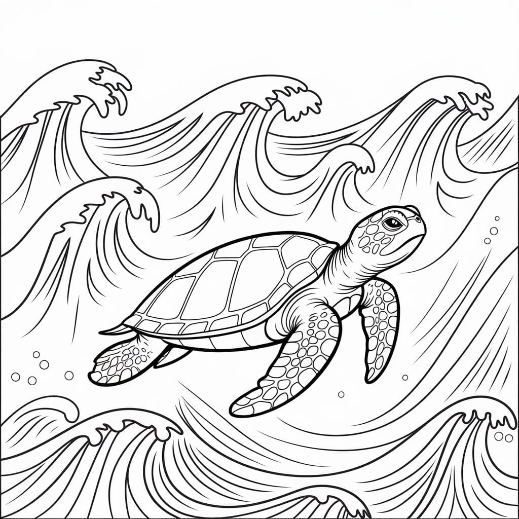 Desenho de Pintura de Tartaruga Marinha para Colorir