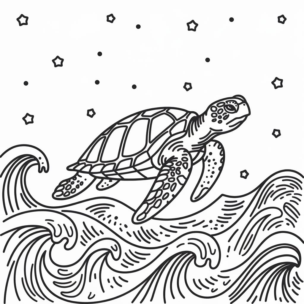 Desenho de Tartaruga Marinha Comum para Colorir