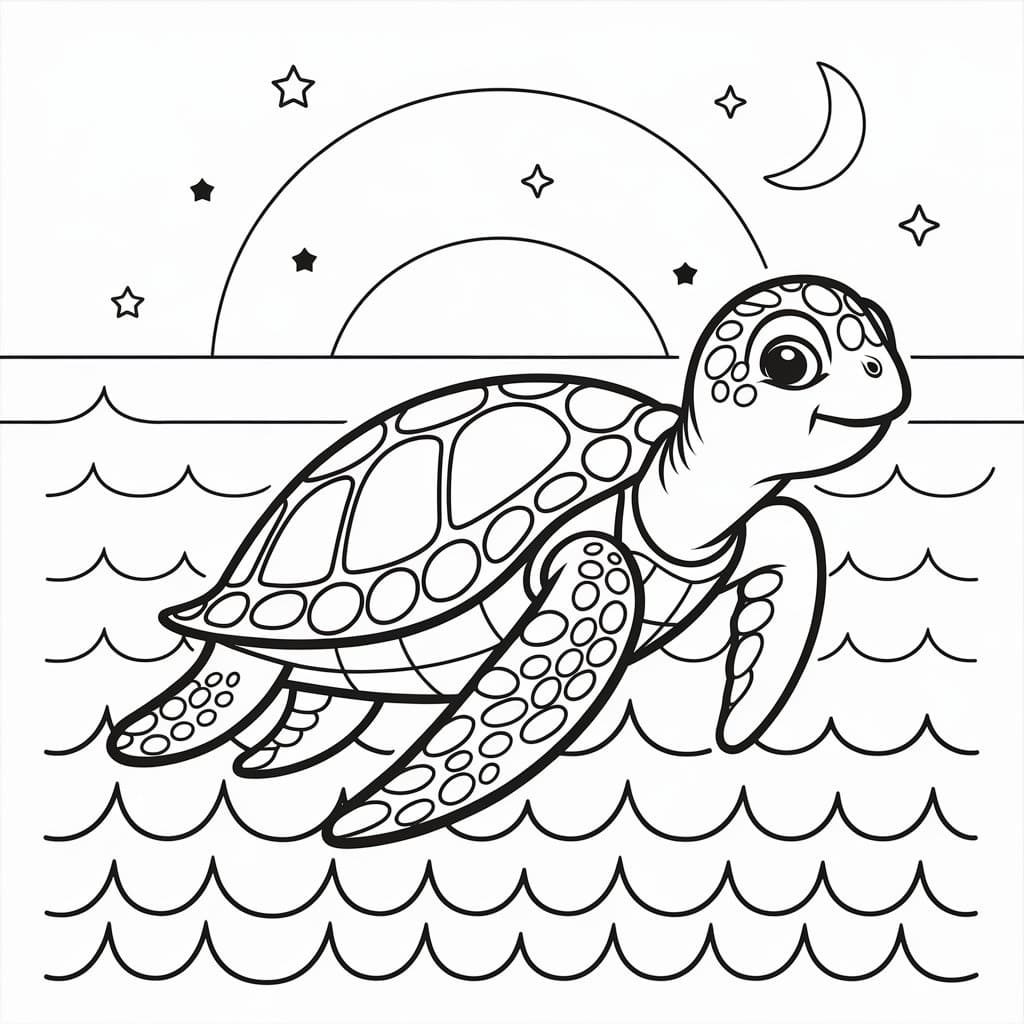 Desenho de Tartaruga Marinha Grátis para Colorir