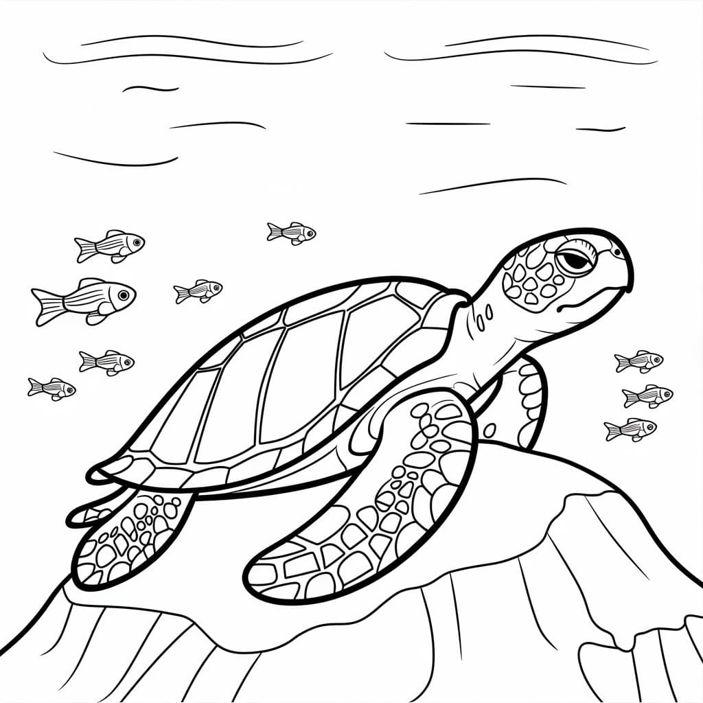 Desenho de Tartaruga Marinha Imprimivel Grátis para Crianças para Colorir