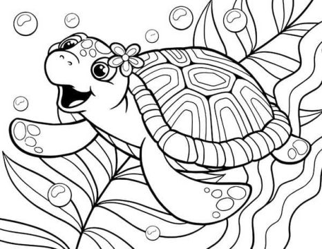 Desenho de Tartaruga Marinha Imprimível para crianças para Colorir