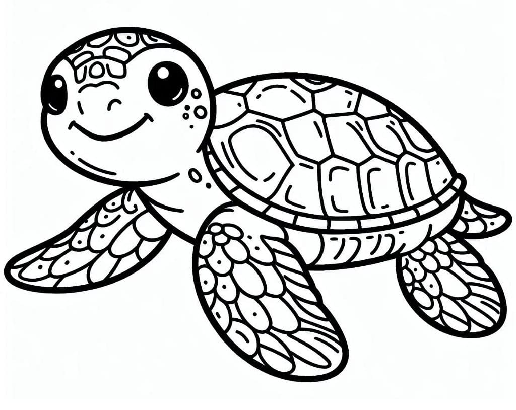 Desenho de Tartaruga Marinha Imprimivel para Colorir