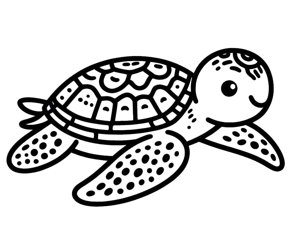 Desenho de Tartaruga Marinha para Crianças de 1 Ano para Colorir