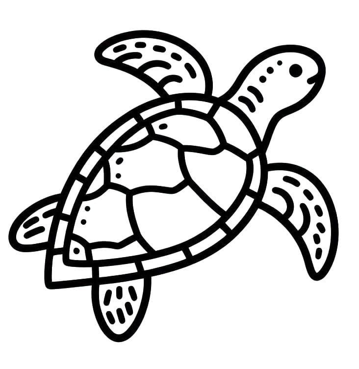 Desenho de Tartaruga Marinha para Crianças de 2 Anos para Colorir