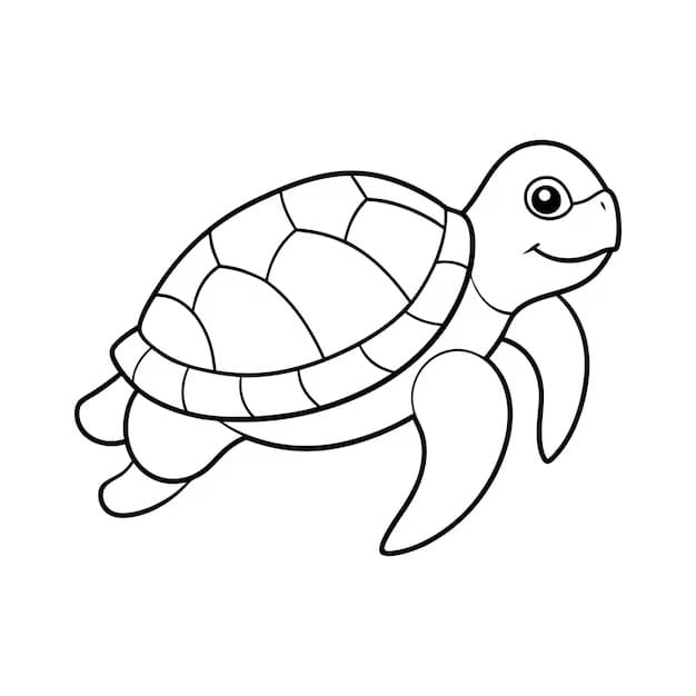Desenho de Tartaruga Marinha para Crianças de 3 Anos para Colorir