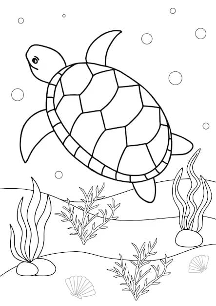 Desenho de Tartaruga Marinha para Crianças para Colorir