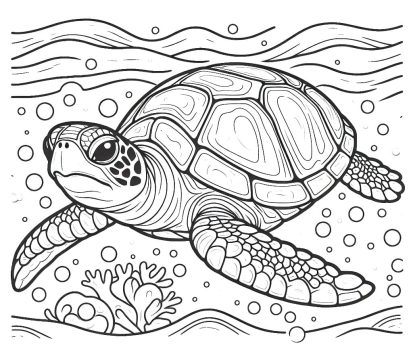 Desenho de Uma Tartaruga Marinha Normal para Colorir